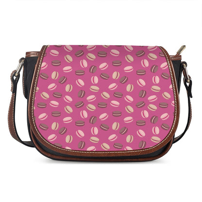 Sweet Macarons Pattern Print Saddle Bag