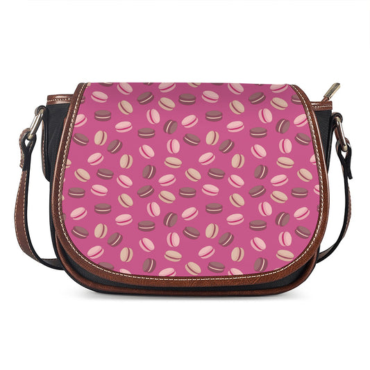 Sweet Macarons Pattern Print Saddle Bag