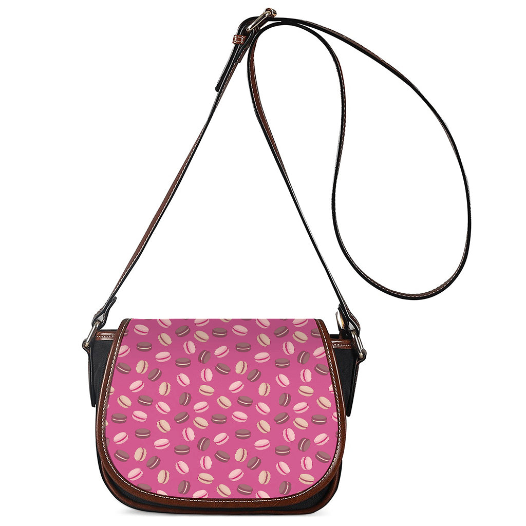 Sweet Macarons Pattern Print Saddle Bag