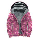 Sweet Macarons Pattern Print Sherpa Lined Zip Up Hoodie