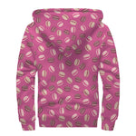 Sweet Macarons Pattern Print Sherpa Lined Zip Up Hoodie