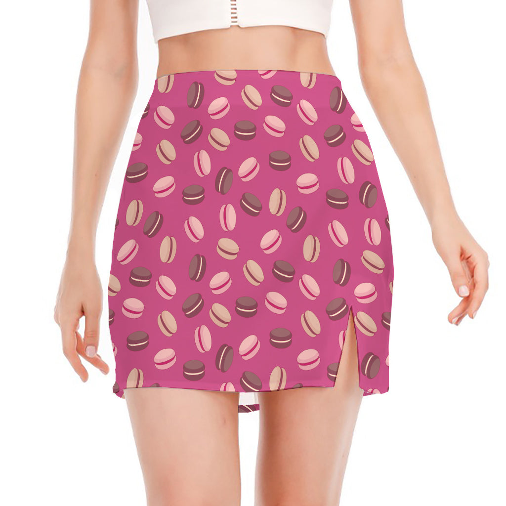 Sweet Macarons Pattern Print Side Slit Mini Skirt