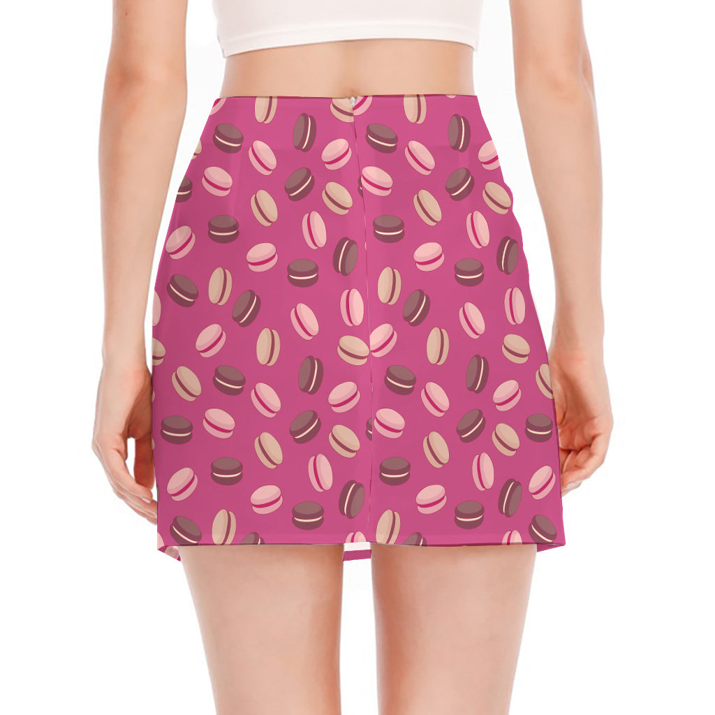 Sweet Macarons Pattern Print Side Slit Mini Skirt