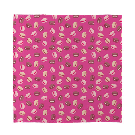 Sweet Macarons Pattern Print Silk Bandana