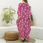 Sweet Macarons Pattern Print Silk V-Neck Kaftan Dress