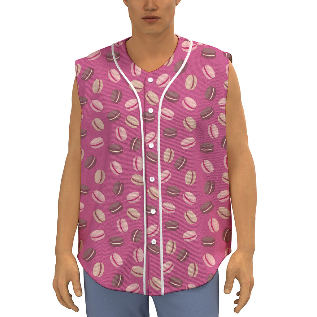 Sweet Macarons Pattern Print Sleeveless Baseball Jersey
