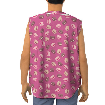 Sweet Macarons Pattern Print Sleeveless Baseball Jersey