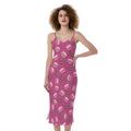 Sweet Macarons Pattern Print Slim Fit Midi Cami Dress