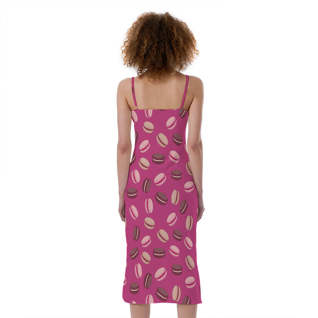 Sweet Macarons Pattern Print Slim Fit Midi Cami Dress