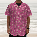 Sweet Macarons Pattern Print Textured Short Sleeve Shirt