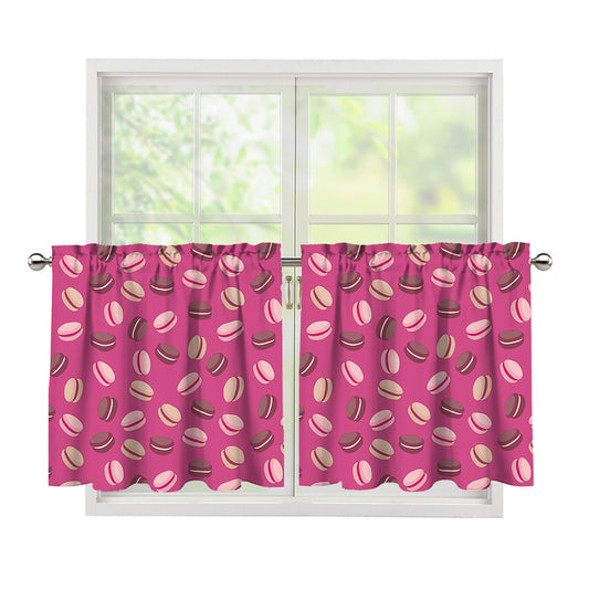 Sweet Macarons Pattern Print Tier Curtains