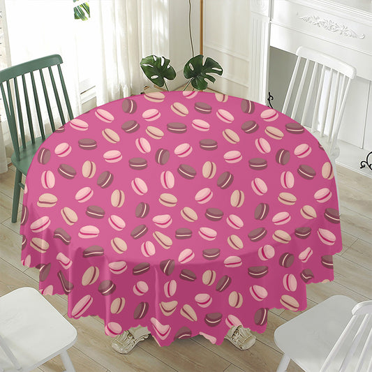 Sweet Macarons Pattern Print Waterproof Round Tablecloth