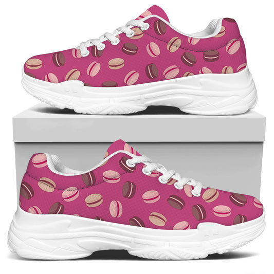 Sweet Macarons Pattern Print White Chunky Shoes