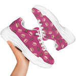 Sweet Macarons Pattern Print White Chunky Shoes