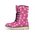 Sweet Macarons Pattern Print Winter Boots