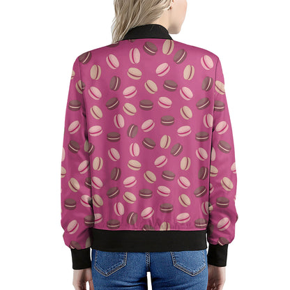 Sweet Macarons Pattern Print Women's Bomber Jacket