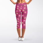 Sweet Macarons Pattern Print Women's Capri Leggings