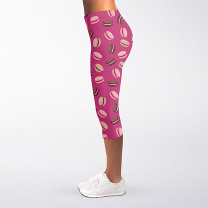 Sweet Macarons Pattern Print Women's Capri Leggings