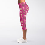 Sweet Macarons Pattern Print Women's Capri Leggings