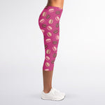Sweet Macarons Pattern Print Women's Capri Leggings