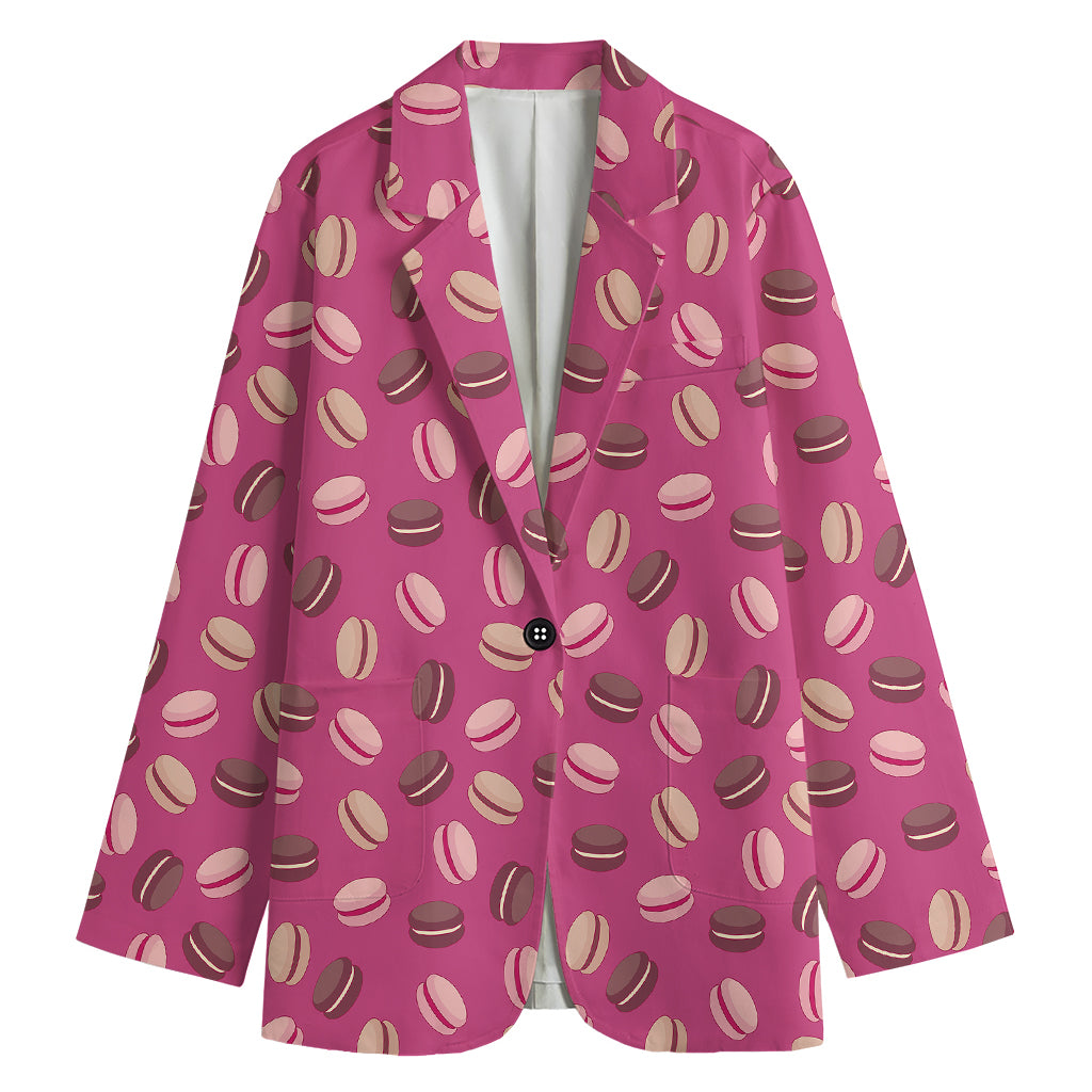 Sweet Macarons Pattern Print Women's Cotton Blazer