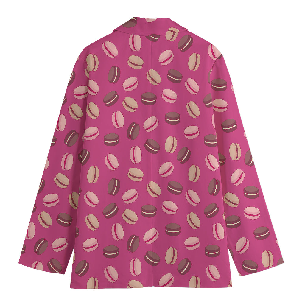 Sweet Macarons Pattern Print Women's Cotton Blazer