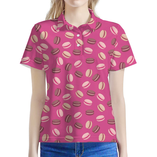 Sweet Macarons Pattern Print Women's Polo Shirt