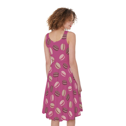Sweet Macarons Pattern Print Women's Sleeveless Dress