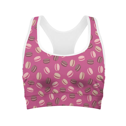 Sweet Macarons Pattern Print Women's Sports Bra