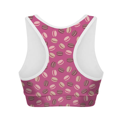 Sweet Macarons Pattern Print Women's Sports Bra
