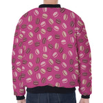 Sweet Macarons Pattern Print Zip Sleeve Bomber Jacket