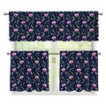 Sweet Pea Floral Pattern Print 3 Piece Kitchen Curtains