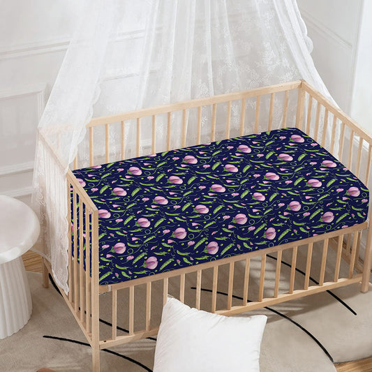 Sweet Pea Floral Pattern Print Baby Crib Sheet