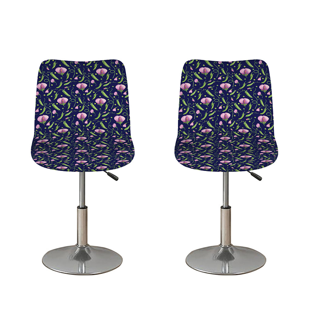 Sweet Pea Floral Pattern Print Bar Stool Covers
