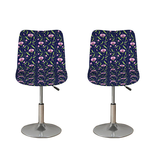 Sweet Pea Floral Pattern Print Bar Stool Covers