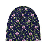 Sweet Pea Floral Pattern Print Beanie