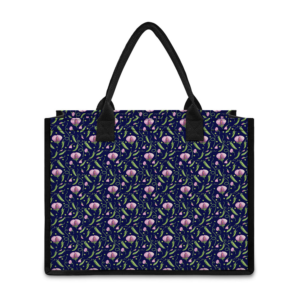 Sweet Pea Floral Pattern Print Canvas Tote Bag