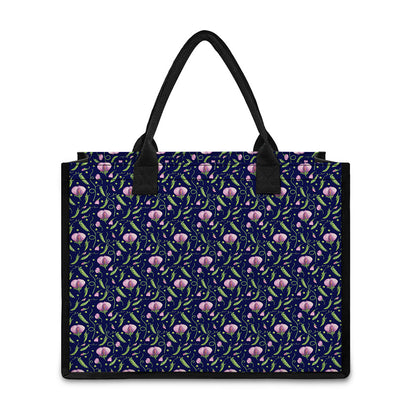 Sweet Pea Floral Pattern Print Canvas Tote Bag