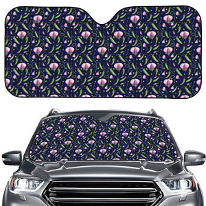 Sweet Pea Floral Pattern Print Car Windshield Sun Shade