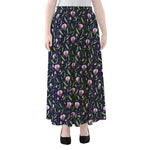 Sweet Pea Floral Pattern Print Chiffon Maxi Skirt