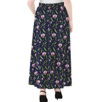 Sweet Pea Floral Pattern Print Chiffon Maxi Skirt