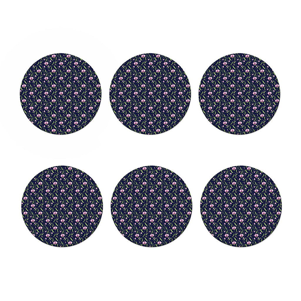 Sweet Pea Floral Pattern Print Coaster Set
