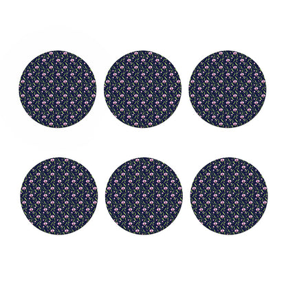 Sweet Pea Floral Pattern Print Coaster Set
