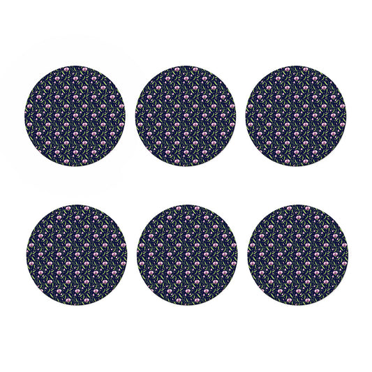 Sweet Pea Floral Pattern Print Coaster Set