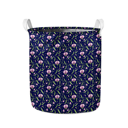 Sweet Pea Floral Pattern Print Collapsible Laundry Basket