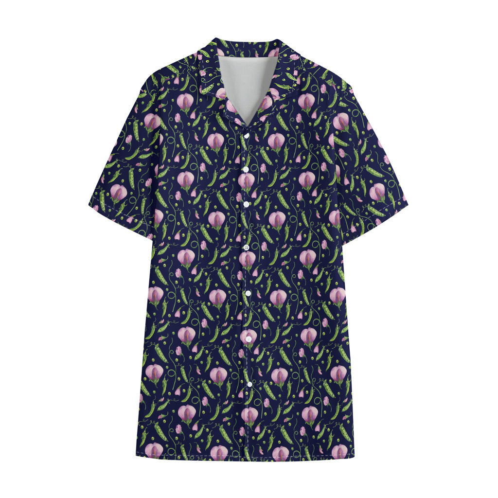 Sweet Pea Floral Pattern Print Cotton Hawaiian Shirt