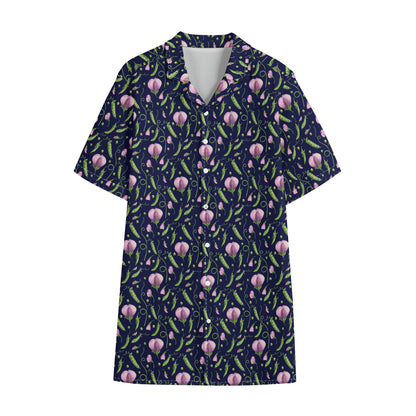Sweet Pea Floral Pattern Print Cotton Hawaiian Shirt