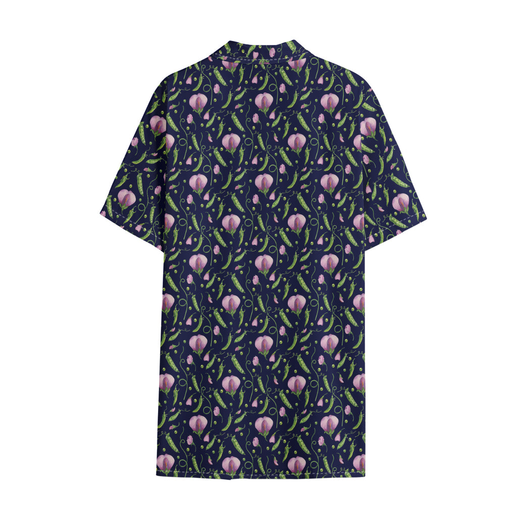 Sweet Pea Floral Pattern Print Cotton Hawaiian Shirt