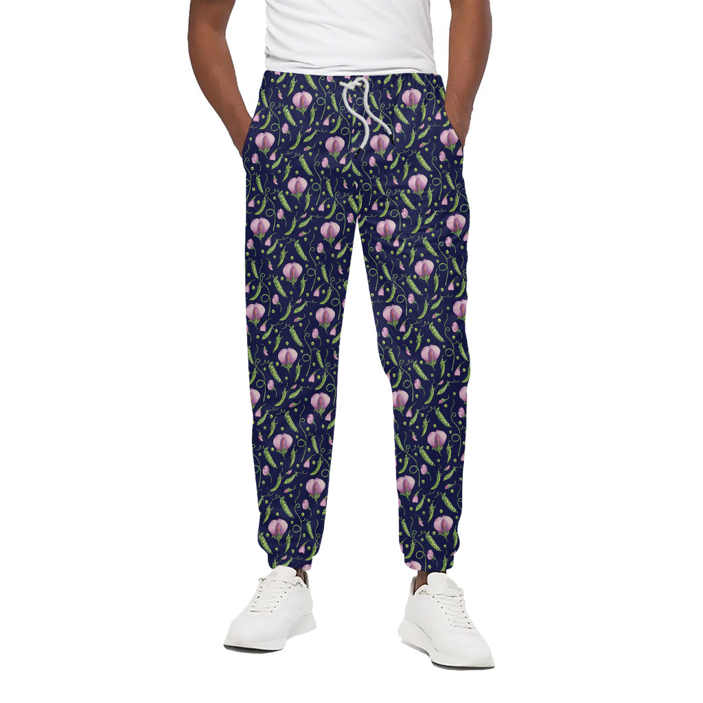 Sweet Pea Floral Pattern Print Cotton Pants