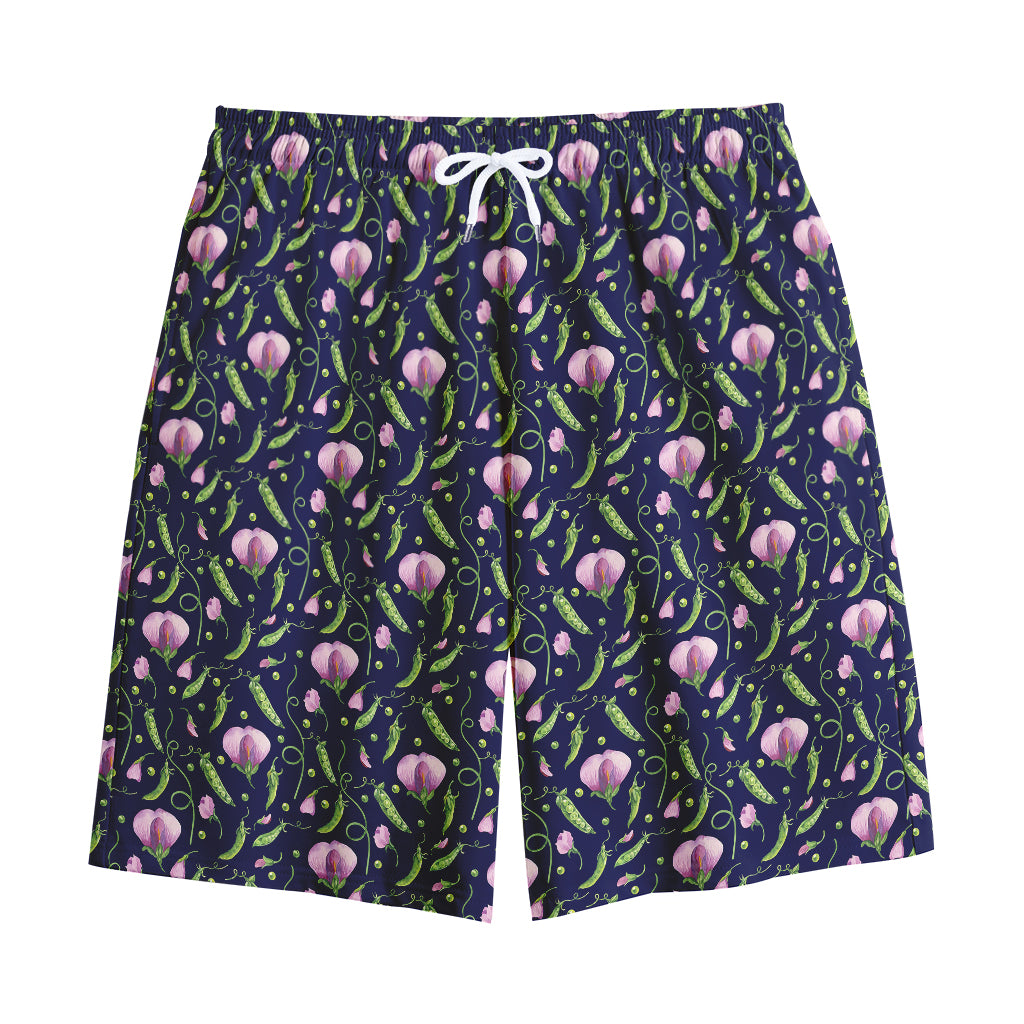 Sweet Pea Floral Pattern Print Cotton Shorts